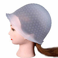Шапка шапочка для мелирования волос с крючком многоразовая, силиконовая MM