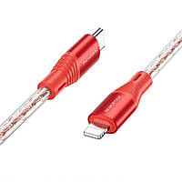 Кабель BOROFONE BX96 Ice crystal PD silicone charging data cable iP Red hmt
