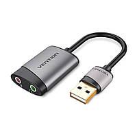 Адаптер Vention USB External Sound Card 0.15M Gray Metal Type (CDKHB) hmt