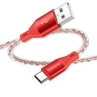 Кабель BOROFONE BX96 Ice crystal silicone charging data cable Type-C Red hmt