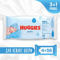 Детские влажные салфетки Huggies Pure 56 х 4 шт (5029053550121) b