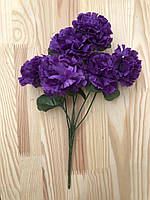 Букет гвоздики вісота 35 см, размер цветка 6-7 см цвет сиреневый