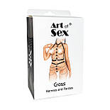 Набір портупею + трусики зі шкіри з ланцюжками Art of Sex — Cross, розмір XS-M, колір чорний, фото 5