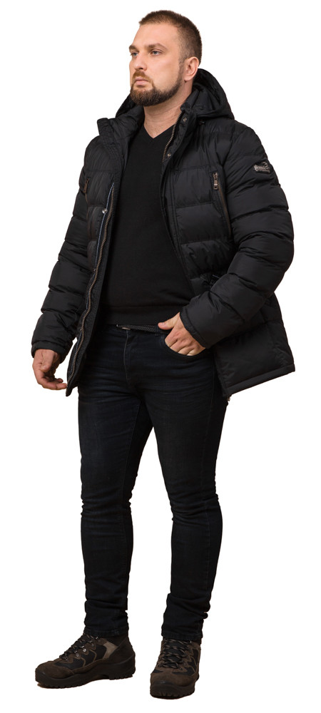 Куртка великого розміру чоловіча чорного кольору на зиму модель 12952 (КЛАД ТІЛЬКИ 62(6XL))