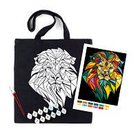 Набір для творчості Rosa сумка-розмальовка, чорна, Неоновий лев 38х42см (4823098539759) e