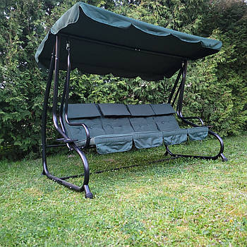 Гойдалка диван садова Garden Prestige   качеля з навісом + матрац + подушки + підголовники + підставки для напоїв