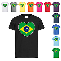 Черная детская футболка С флагом Бразилии (26-5-4)