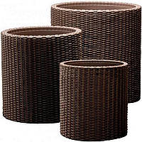 Комплект кашпо Keter S+M+L Cylinder Planters коричневый 220455