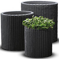 Комплект кашпо Keter S+M+L Cylinder Planters антрацит 230217