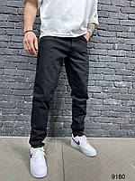 Мужские джинсы классические зауженные к низу (черные) красивая посадка комфортные без потертостей АB9180