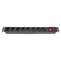 Силовой блок Eserver 19" 8 розеток, выкл., алюм. корпус PDU 220В, 16А WT-2261A-GER-8WAY o