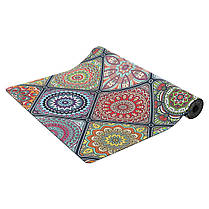 Килимок для йоги замшевий антиковзаючий Record 183x61x0,3см з яскравим східним принтом, фото 4