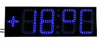 Годинник термометр світлодіодні вуличні сині. 750х250