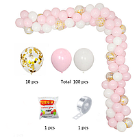 Арка гирлянда из воздушных шаров Пазл (110 шаров) | Нежно-розовый