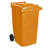 Бак для мусора на колесах с ручкой Алеана 120л оранжевый HR, код: 1851577