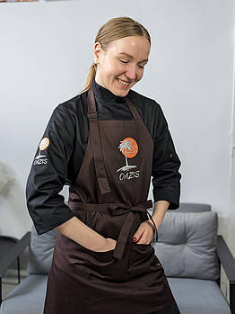 Фартух Latte з брендуванням до 25 см | Фартух з вишивкою логотипу Коричневий