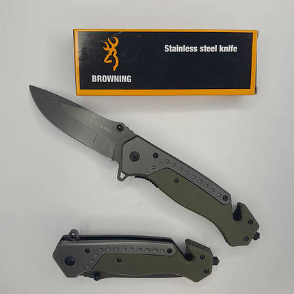 Складаний ніж Browning a835 зі скраплером і зубцем для аварійного розбиття скла, 21 см, фото 1