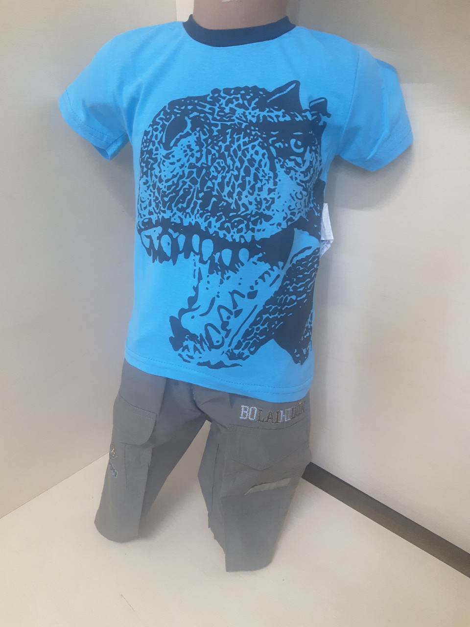 Костюм летний футболка шорты для мальчика Динозавр размер 98 104 110 - фото 6 - id-p1115236105