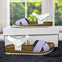 Босоніжки жіночі білі з бузковим шкіряні Inblu 4464, фото 3