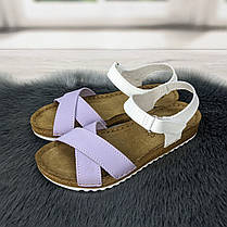 Босоніжки жіночі білі з бузковим шкіряні Inblu 4464, фото 4