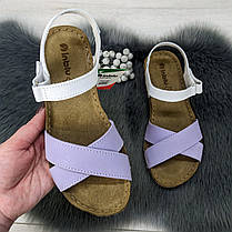 Босоніжки жіночі білі з бузковим шкіряні Inblu 4464, фото 2