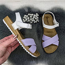 Босоніжки жіночі білі з бузковим шкіряні Inblu 4464, фото 5