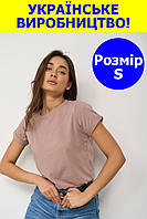 Женская футболка 100% хлопок размер S розовая однотонная базовая футболка удлиненная прямой крой