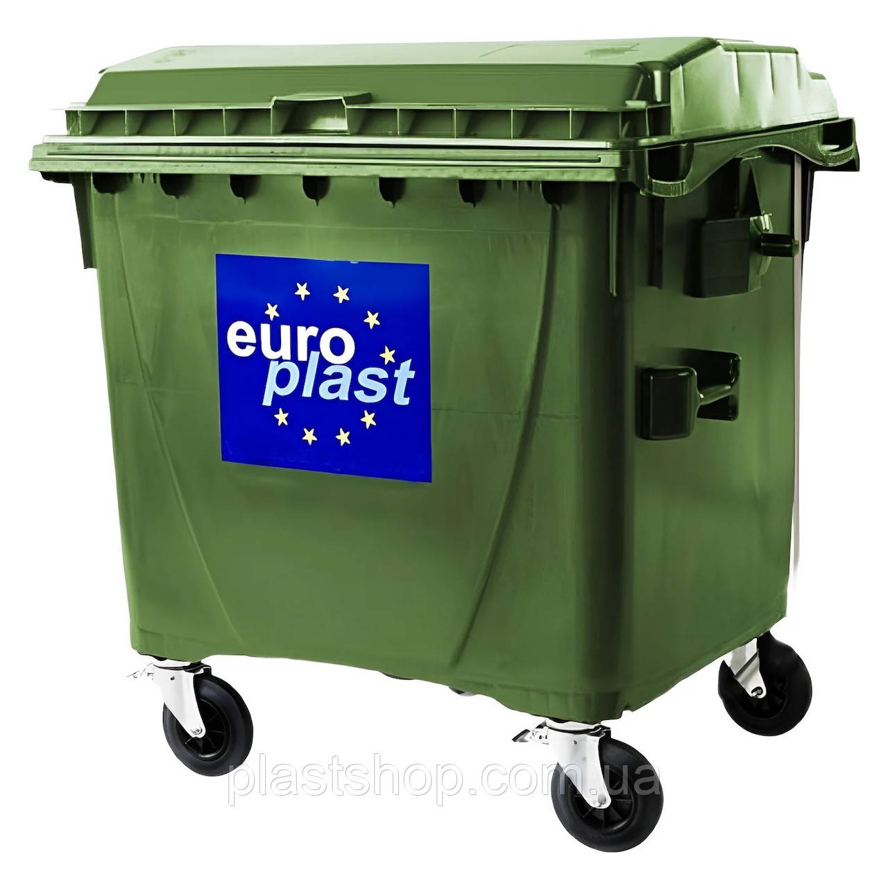 Контейнер для сміття EUROPLAST 1100 л Зелений, фото 1