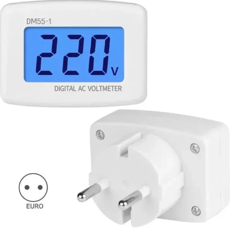 Вольтметр розетковий мережевий DM55-1, ЖК і підсвічування, фото 1