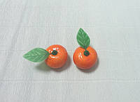 Декоративный Мандарин оранжевый с листиком, 3,5см