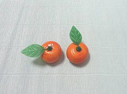 Декоративний Мандарин оранжевий з листочком, 3,5 см