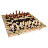 Шахи, шашки та нарди дерев'яні 34 х 34 см