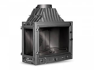 Повітряна чавунна камінна топка кутова на дровах для дачі Kaw-Met W3 з лівим боковим склом (16,7 кВт)