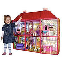 Кукольный домик для куклы типа Барби мебель, 2 этажа, 6 комнат, 108х93х37 см с мебелью