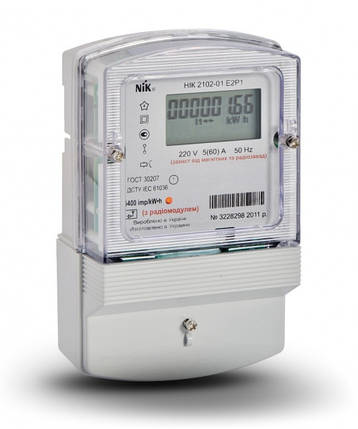 Електролічильник NIK 2102 02 Е2МСТР1 220 В (5-60) А з радіомодулем (ZigBee), з реле упр. навантаженням, фото 1