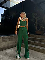 Женский костюм, 42-46, зеленый, ткань рубчик, прогулочный