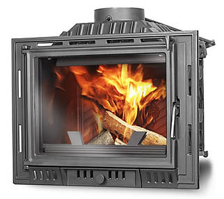 Дров'яна чавунна топка для каміна зі склом для повітряного опалення будинку Kaw-Met W9 (9,8 KW)