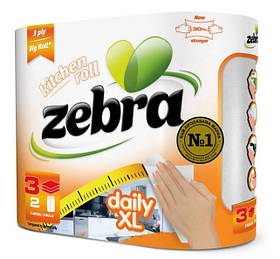 Кухонні рушники ZEBRA Daily XL 3шар/2шт,14,7м (3800090300274)