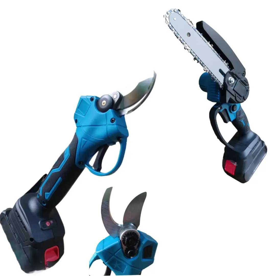 Набір 2 в 1 акумуляторна ланцюгова мініпилка + секатор у кейсі, фото 1