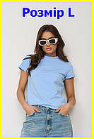 Женская базовая футболка размер L голубая удлиненная футболка женская из хлопка