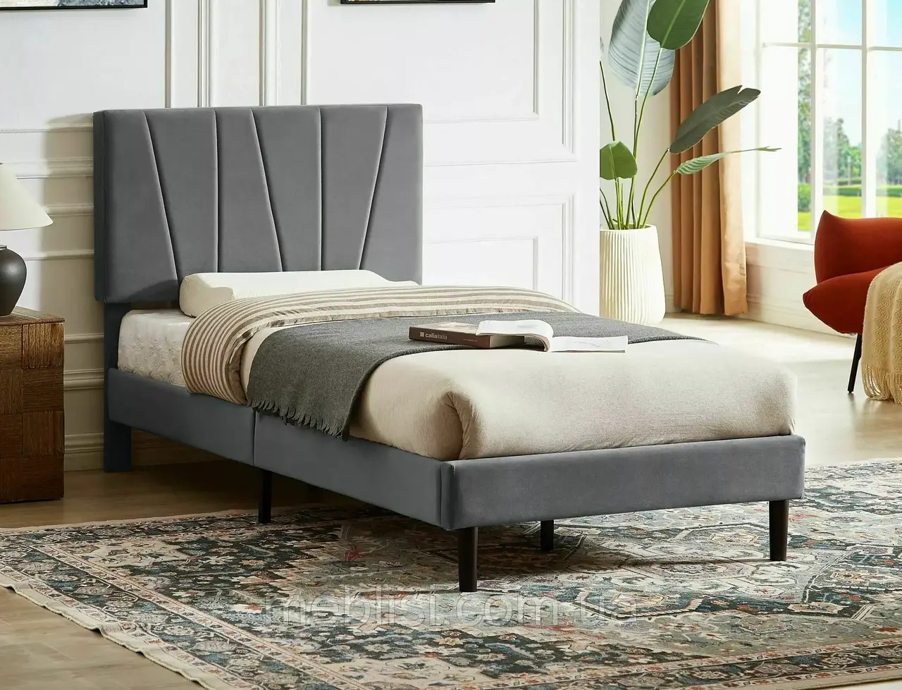 Ліжко 90X200 колір: сірий Savana Velvet BL.192 (Signal)