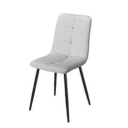 М'який сучасний сірий обідній кухонний стілець для вітальні або кухні з спинкою на чорних металевих ніжках Neo LGY