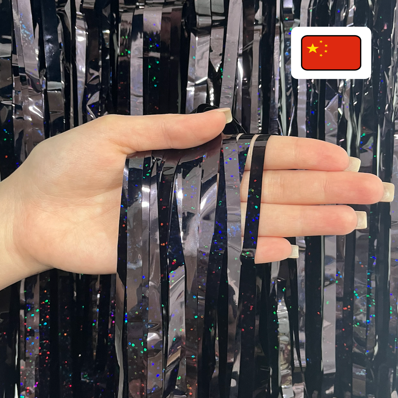 Штора-дощик (Китай) 048 голографія чорна 200*100