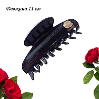 Краб для волосся чорний Fashion з трояндою 11 см