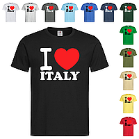 Черная мужская/унисекс футболка I love Italy (26-8-1)