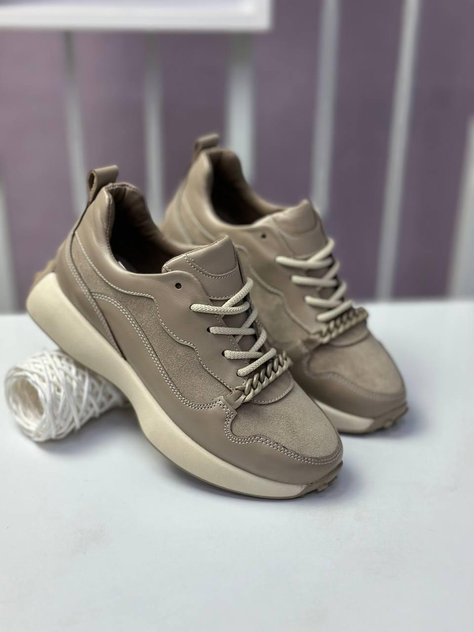 Кросівки жіночі Arcoboletto бежеві шкіряні повсякденні демісезонні модні, фото 1