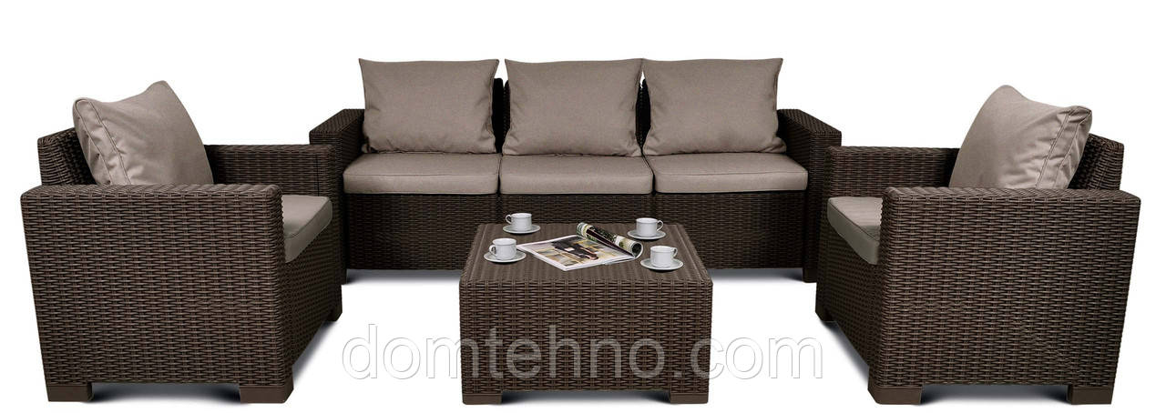 Комплект пластикових садових меблів Allibert California 3 seater КОРИЧНЕВИЙ