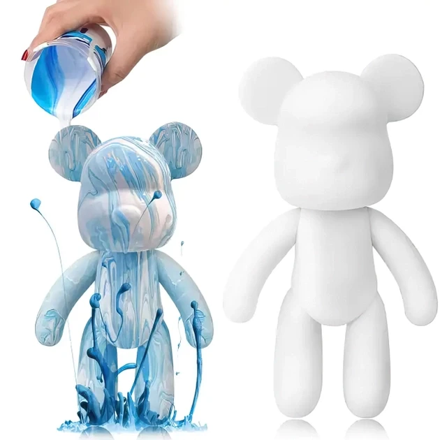 Флюидный мишка DIY creative fluid bear 33 см с красками набор раскраска для детского творчества - фото 5 - id-p2184912009