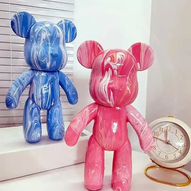 Флюидный мишка DIY creative fluid bear 33 см с красками набор раскраска для детского творчества - фото 7 - id-p2184912009