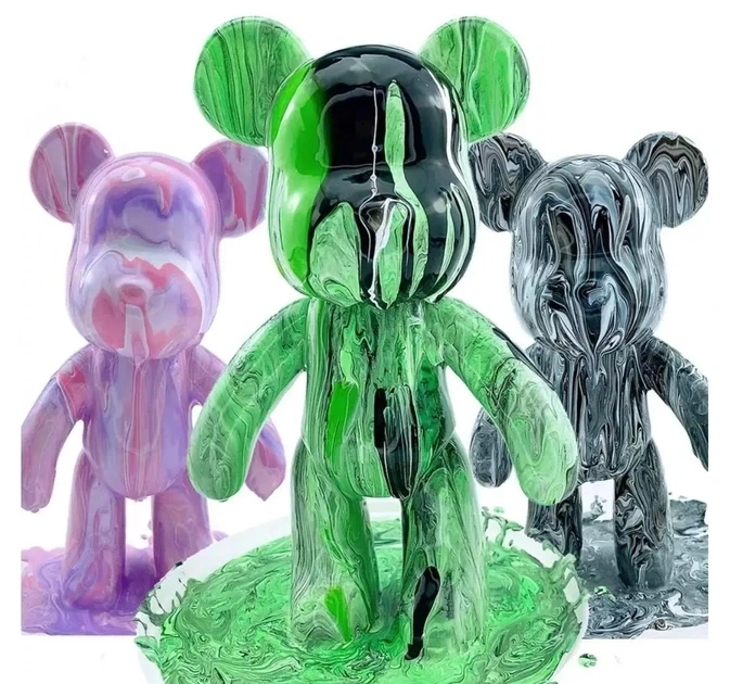 Флюидный мишка DIY creative fluid bear 33 см с красками набор раскраска для детского творчества - фото 6 - id-p2184912009